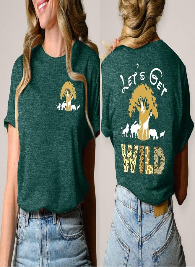 JinTing Lets Get Wild Shirts Women Animal Kingdom Shirt Family Safari Trip Tshirts Cute Zoo World Short Sleeve Tee Green - Image 3